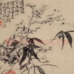 清代 李鳝《花卉山水图》国画花鸟作品图片赏析