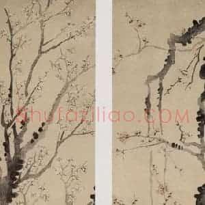 清代 金农《梅花图对》国画花鸟作品图片赏析