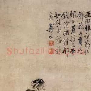 清代 边寿民《歪瓶依菊图》国画花鸟作品图片赏析