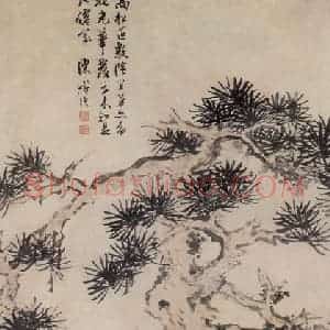 明代 陈道复《松石萱花图》国画花鸟作品图片赏析