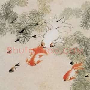 清代 虚谷《花鸟水族图册》国画花鸟作品图片赏析
