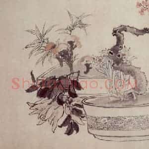 清代 任薰《岁朝图》国画花鸟作品图片赏析