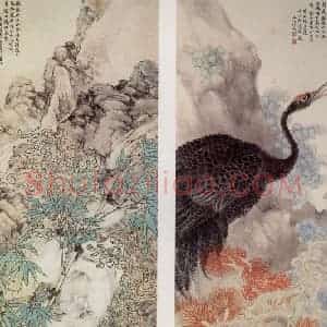清代 任预《花鸟四条屏》国画花鸟作品图片赏析