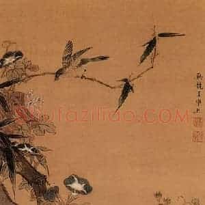 明代 王维烈《菱塘哺雏图》国画花鸟作品图片赏析