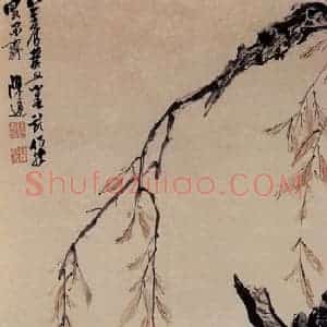 明代 陈遵《柳岸立凫图》国画花鸟作品图片赏析