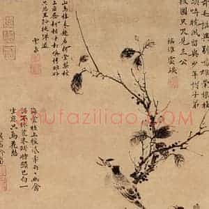 明代 无款《海棠白头图》国画花鸟作品图片赏析