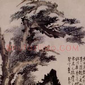 1753年 李方膺《苍松怪石》国画花鸟写意作品图片赏析