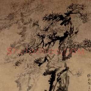 1745年 李方膺《双松图》国画花鸟写意作品图片赏析