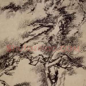 1753年 李方膺《松石图》国画花鸟写意作品图片赏析