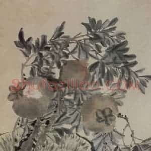 清代 赵之谦《盆榴图》国画花鸟作品图片赏析