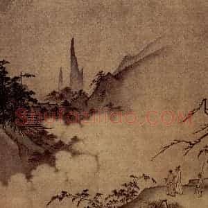 南宋 夏圭《云峰远眺图》国画山水作品图片赏析