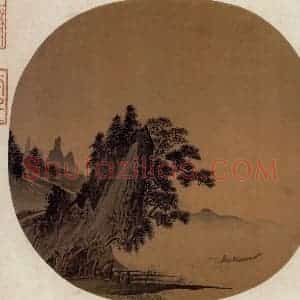 南宋 李唐《松湖钓隐图》国画山水作品图片赏析