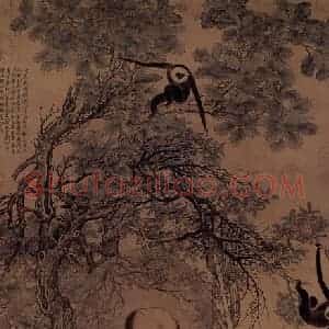 南宋 刘松年《罗汉图抽(猿猴献果)》国画作品图片赏析