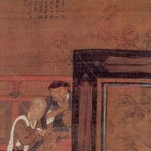 南宋 刘松年《补衲图》国画人物作品图片赏析