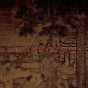 南宋 刘松年《唐五学士图》国画人物作品图片赏析