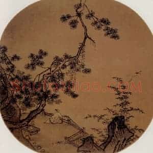南宋 马远《松下闲吟图》国画综合作品图片赏析