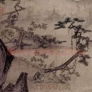 南宋 马远《倚松图卷》国画山水作品图片赏析
