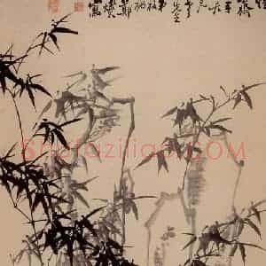 清代 郑燮《墨竹图》国画花鸟写意作品图片赏析