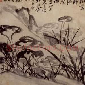 清代 郑燮《兰竹》国画花鸟写意作品图片赏析