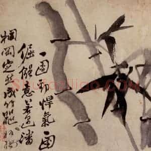 清代 郑燮《兰竹》国画花鸟写意作品图片赏析