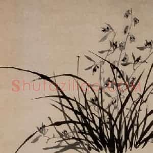 清代 郑燮《兰竹盆花》国画花鸟写意作品图片赏析
