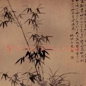 清代 郑燮《竹石幽兰图》国画花鸟写意作品图片赏析