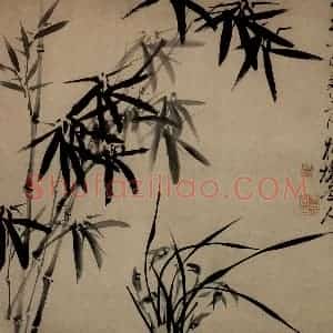 清代 郑燮《竹兰》国画花鸟写意作品图片赏析