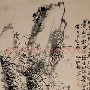 1757年 郑燮《兰竹荆棘图》国画花鸟写意作品图片赏析