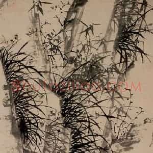 清代 郑燮《兰竹荆棘图》国画花鸟写意作品图片赏析