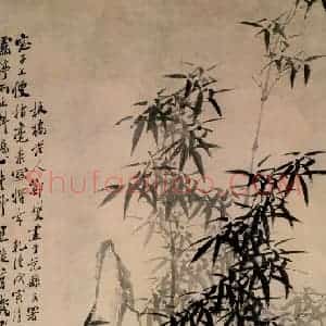 1758年 郑燮《竹石图》国画花鸟写意作品图片赏析