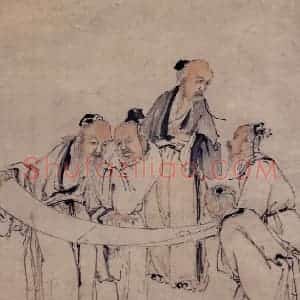 清代 黄慎《五老图》国画人物写意作品图片赏析
