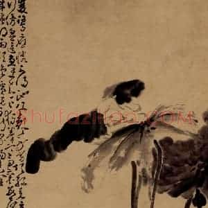清代 黄慎《荷雁图》国画花鸟写意作品图片赏析