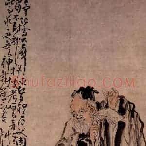 清代 黄慎《老叟击磐图》国画人物写意作品图片赏析