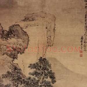 清代 黄慎《湖亭秋兴图》国画山水写意作品图片赏析