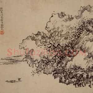 清代 黄慎《人物山水花卉图册》国画山水写意作品图片赏析