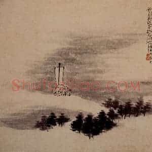 清代 黄慎《人物山水花卉图册》国画山水写意作品图片赏析