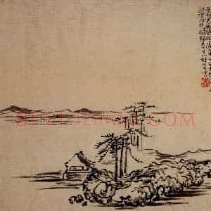 清代 黄慎《人物山水花卉图册》国画山水写意作品图片赏析