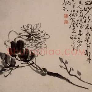 清代 黄慎《人物山水花卉图册》国画花鸟写意作品图片赏析