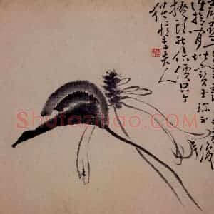 清代 黄慎《人物山水花卉图册》国画花鸟写意作品图片赏析