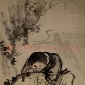 清代 黄慎《戏蟾图》国画综合写意作品图片赏析