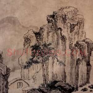 清代 黄慎《松门石径图》国画山水写意作品图片赏析