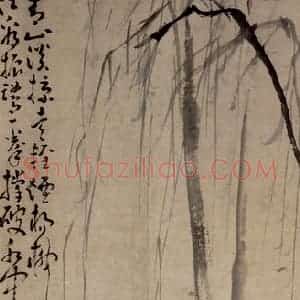 清代 黄慎《柳塘双鹭图》国画花鸟写意作品图片赏析