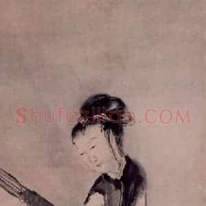 清代 黄慎《携琴仕女图》国画人物写意作品图片赏析
