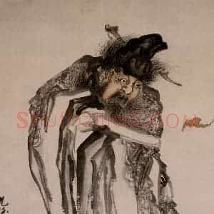 清代 黄慎《钟九首图》国画人物写意作品图片赏析