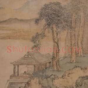 清代 黄慎《蛟湖读书图》国画山水写意作品图片赏析
