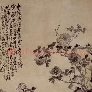 清代 李鳝《牡丹图》国画花鸟作品图片赏析