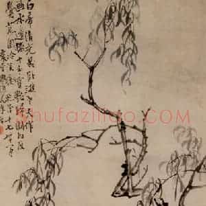 清代 李鳝《芙蓉杨柳》国画花鸟作品图片赏析