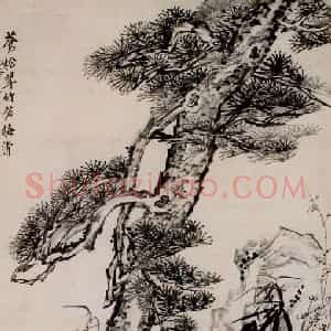 清代 李鳝《三友图》国画山水作品图片赏析