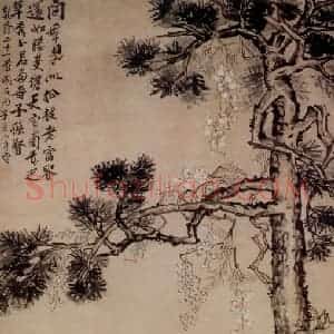 清代 李鳝《松石牡丹》国画花鸟作品图片赏析