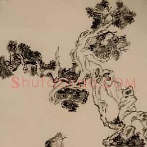 清代 李鳝《鸡树图》国画花鸟作品图片赏析